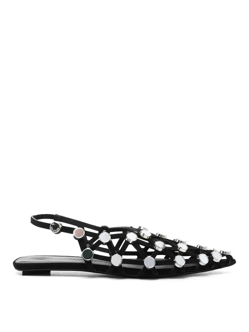 Sandali slingback a griglia Nero