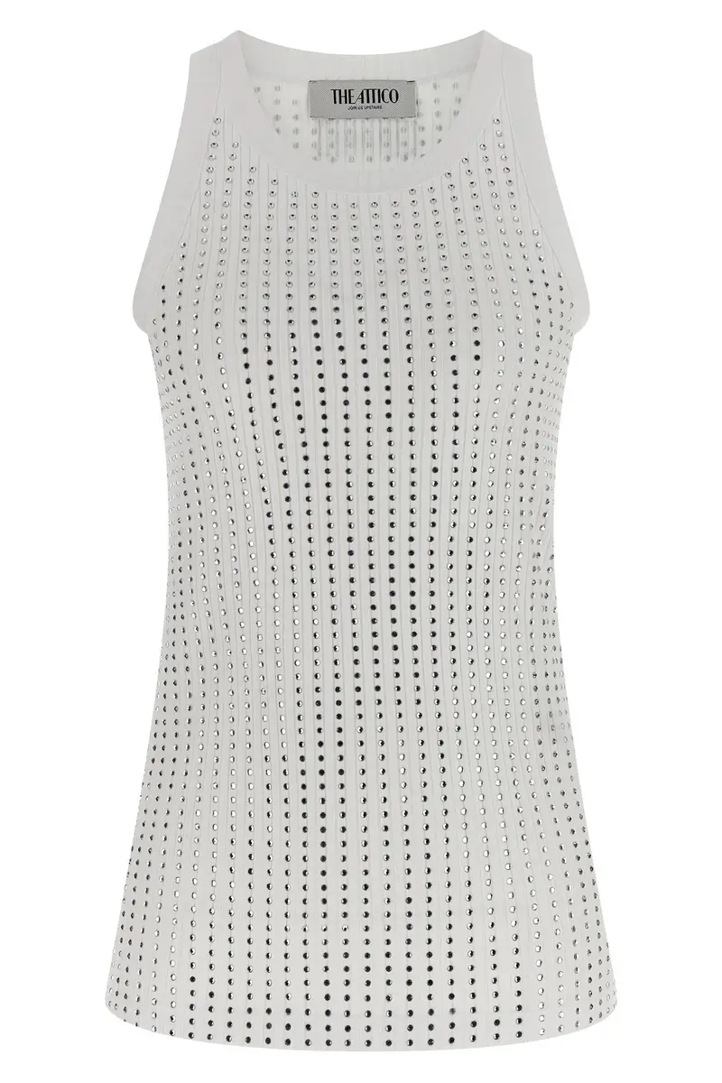 Tank Top Strass Bianco