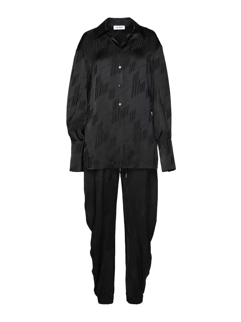 Tuta nera in viscosa Nero