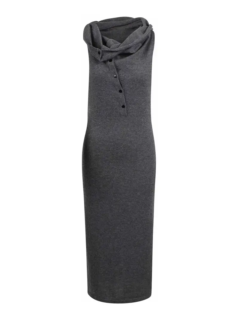 Vestito Midi In Lana E Cashmere Grigio