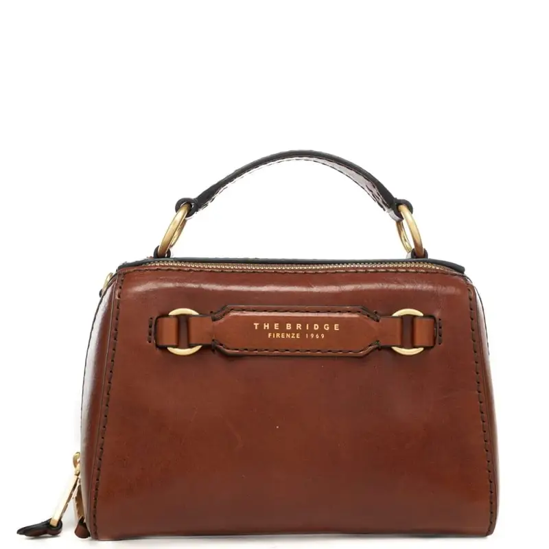 borsa a mano da donna in vera pelle con logo lettering stampato a fuoco sul davanti cuoio