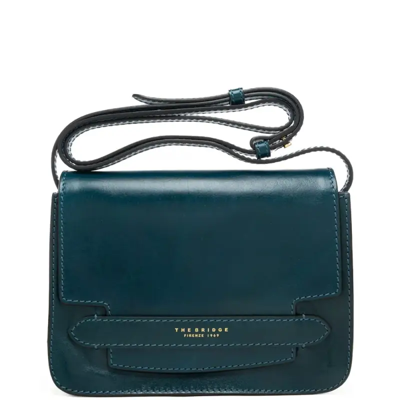 borsa a tracolla da donna con logo lettering stampato a fuoco pavone