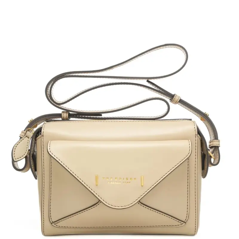 borsa a tracolla da donna in vera pelle con tasca frontale burro