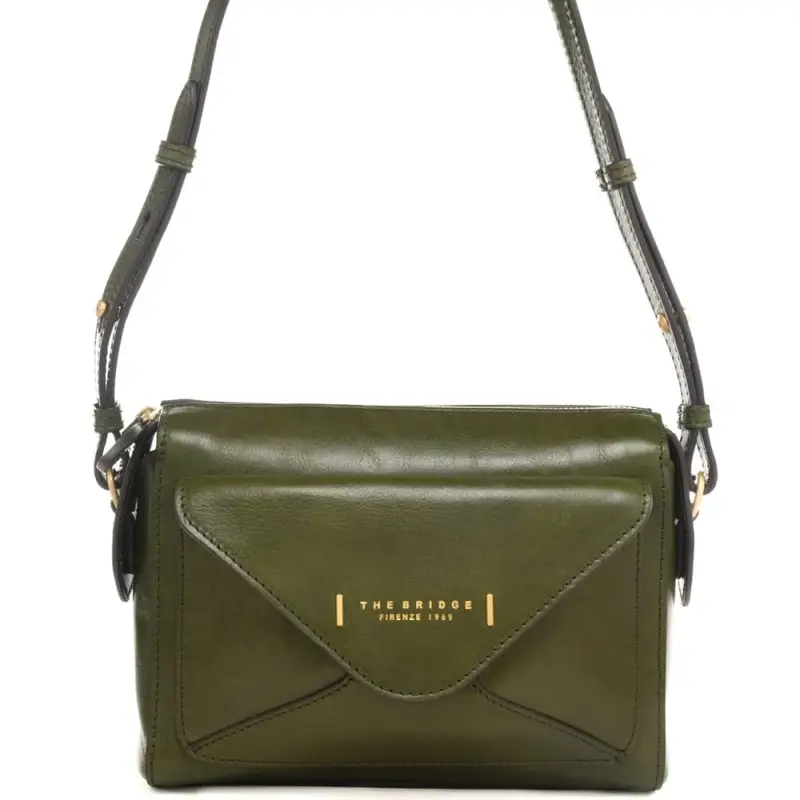 borsa a tracolla da donna in vera pelle con tasca frontale maggiorana