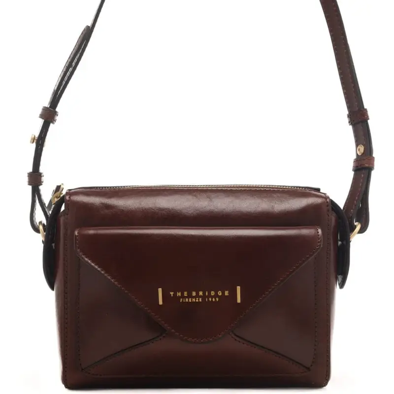The Bridge borsa donna a tracolla con tasca sul davanti in vera pelle cuoio