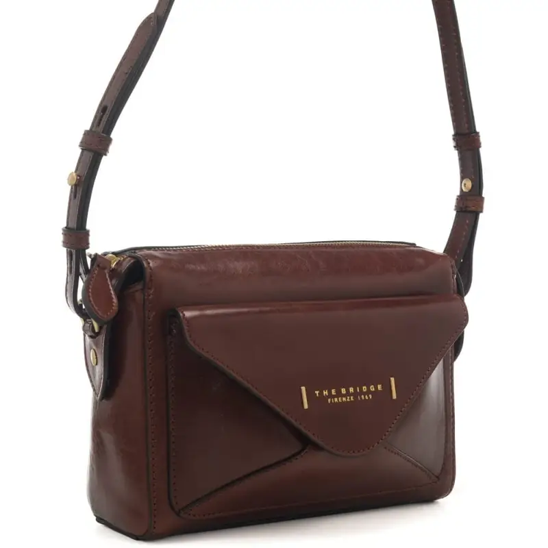The Bridge borsa donna a tracolla con tasca sul davanti in vera pelle cuoio miniatura 2