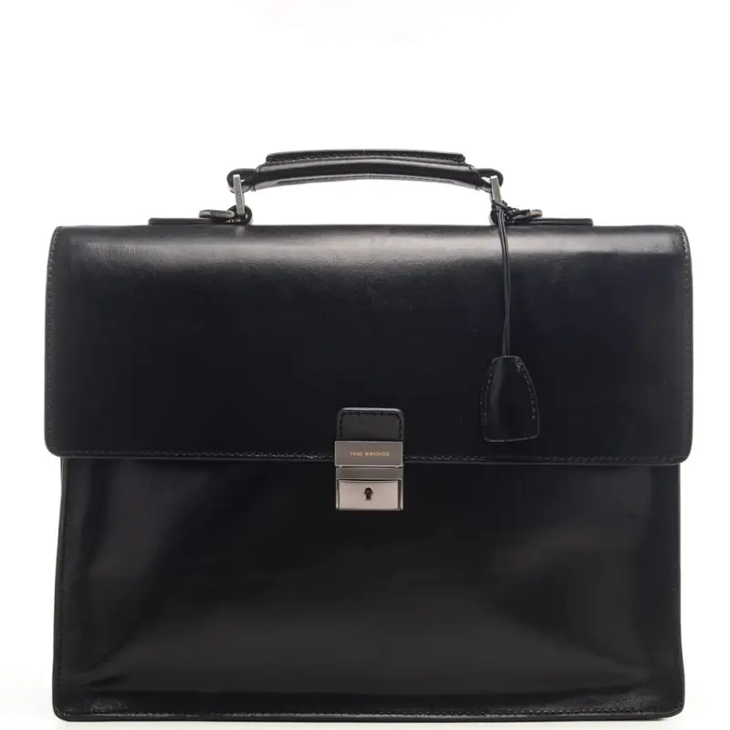The Bridge cartella in pelle liscia per uomo nera