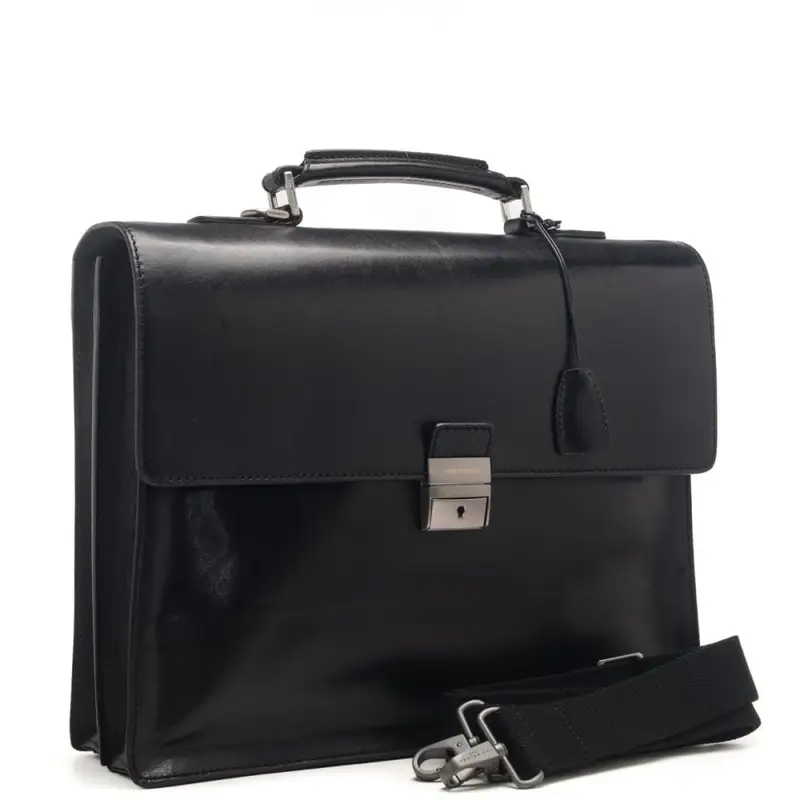 The Bridge cartella in pelle liscia per uomo nera miniatura 3