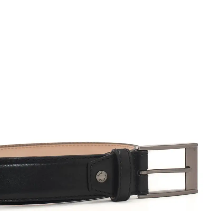 The Bridge cintura uomo con fibbia acciaio in pelle nera