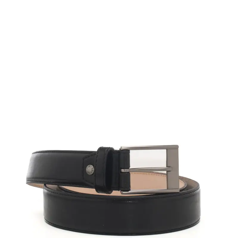 The Bridge cintura uomo con fibbia acciaio in pelle nera miniatura 2