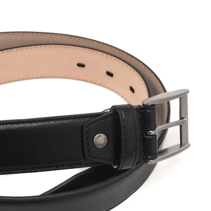 The Bridge cintura uomo con fibbia acciaio in pelle nera miniatura 3