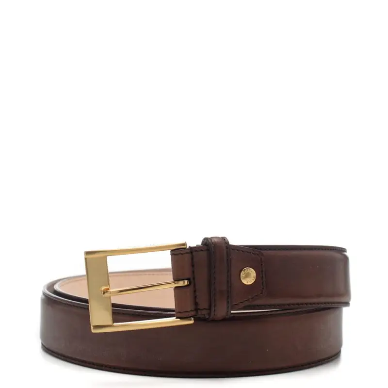 The Bridge cintura uomo con fibbia dorata in pelle cuoio