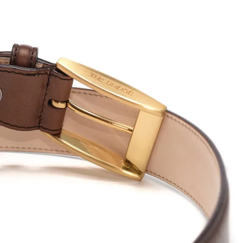 The Bridge cintura uomo con fibbia dorata in pelle cuoio miniatura 2