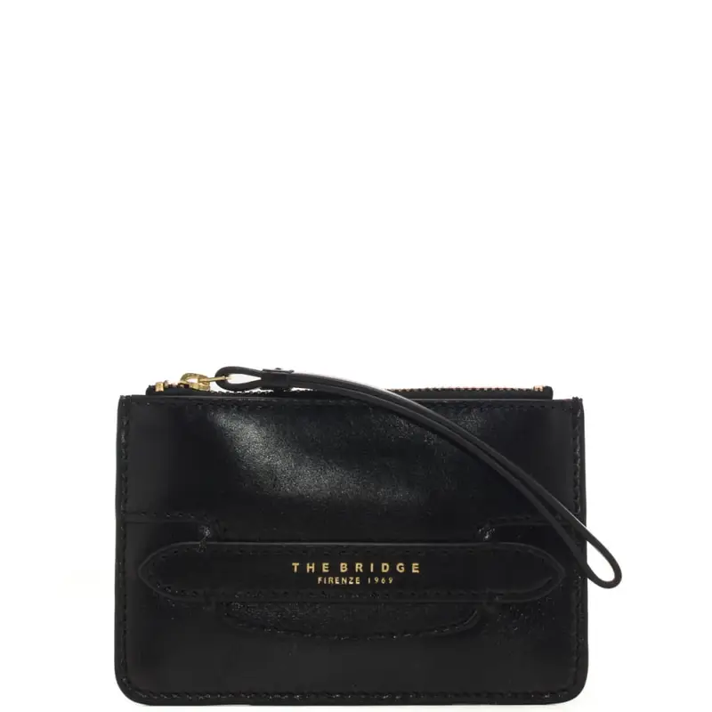 The Bridge porta carte da donna lucrezia in vera pelle nera
