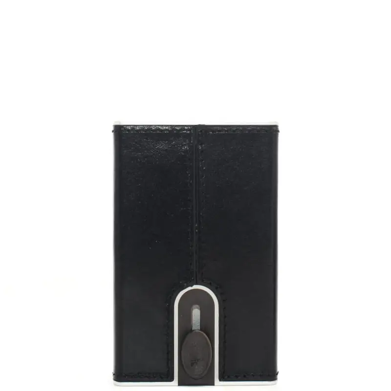 The Bridge porta carte da uomo con sliding system e protezione rfid in pelle nera