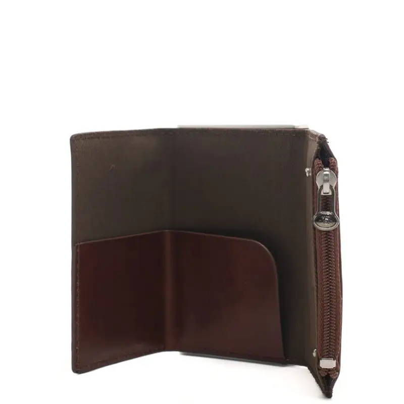 porta carte da uomo con sliding system, protezione rfid e tasca porta monete in pelle cuoio miniatura 3