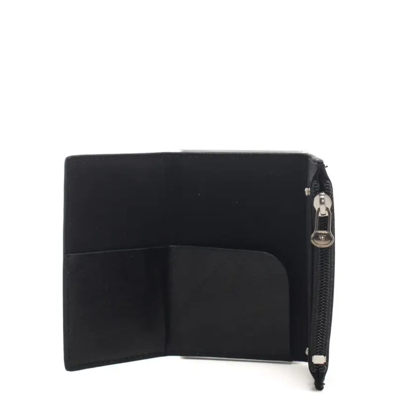 porta carte da uomo con sliding system, protezione rfid e tasca porta monete in pelle nera miniatura 3