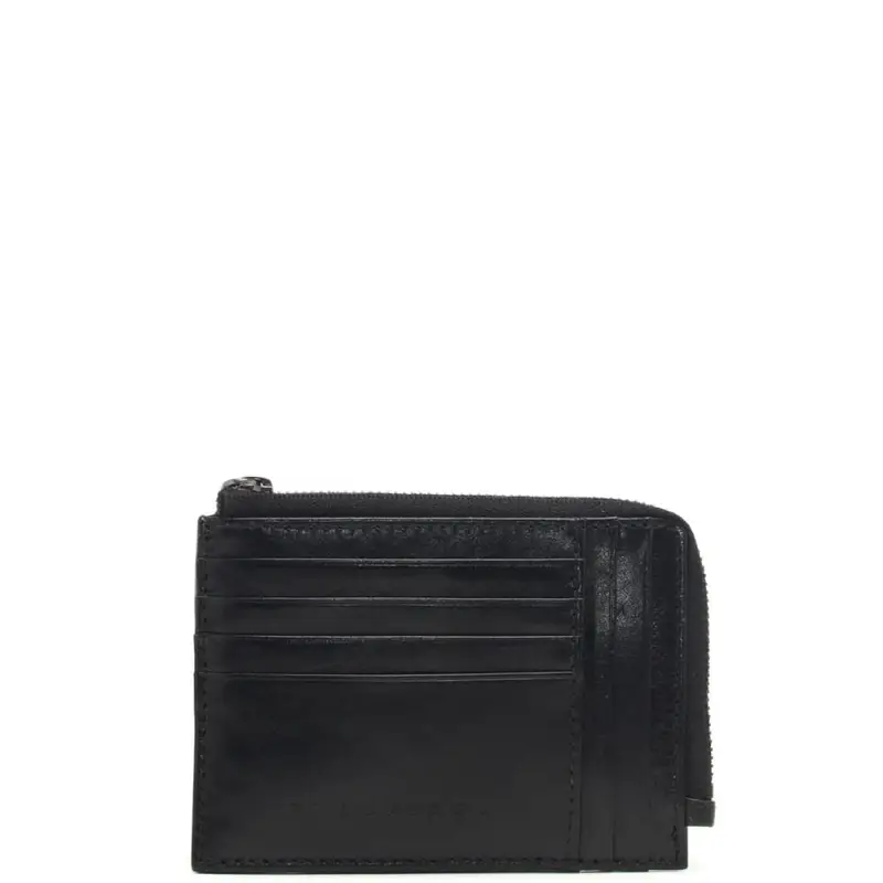 The Bridge portacarte da uomo con tasca porta monete con zip in vera pelle nera