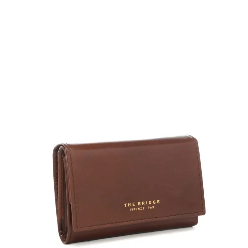 portafoglio a libro da donna in vera pelle con logo lettering stampato a fuoco sul davanti cuoio miniatura 3