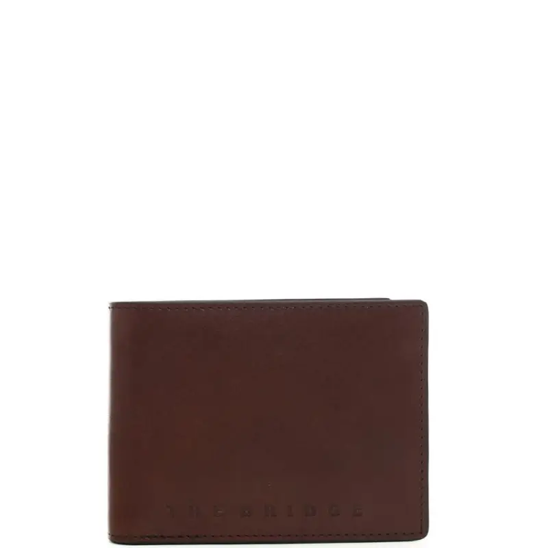 The Bridge portafoglio a libro da uomo con logo lettering inciso sul davanti cuoio