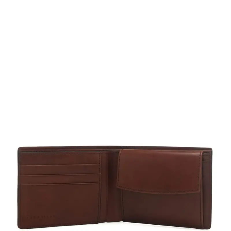 The Bridge portafoglio a libro da uomo con logo lettering inciso sul davanti cuoio miniatura 3