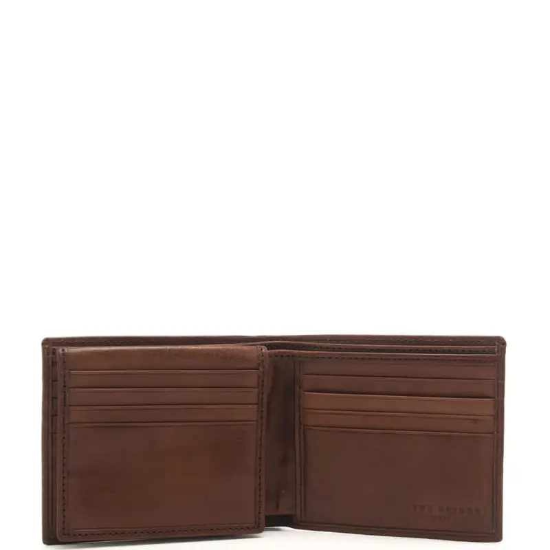 The Bridge portafoglio a libro da uomo con logo ovale in rilievo sul davanti cuoio miniatura 3