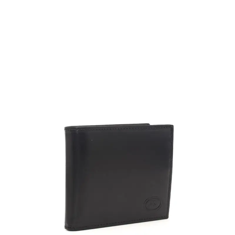 The Bridge portafoglio a libro da uomo con logo ovale in rilievo sul davanti nero miniatura 2