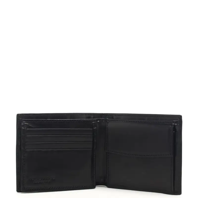 The Bridge portafoglio a libro da uomo con logo ovale in rilievo sul davanti nero miniatura 3