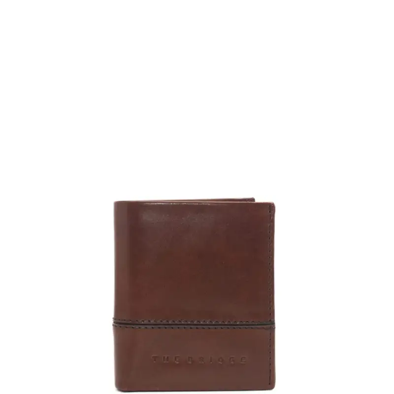 The Bridge portafoglio a libro da uomo verticale con logo lettering sul davanti cuoio