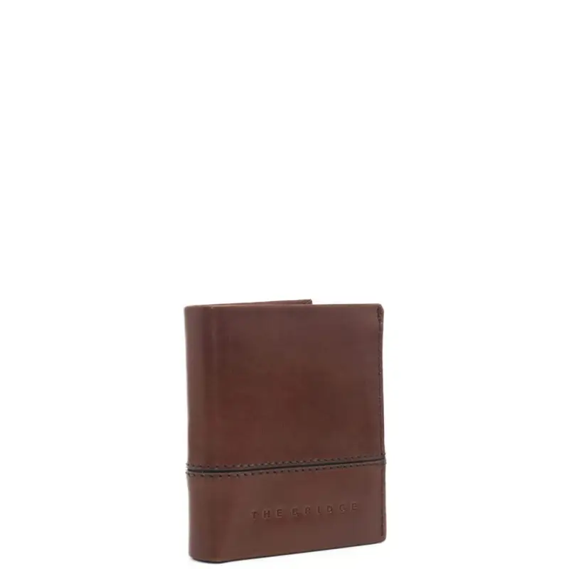The Bridge portafoglio a libro da uomo verticale con logo lettering sul davanti cuoio miniatura 2