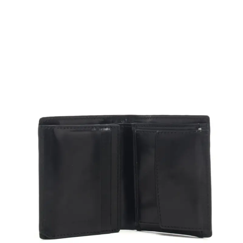 The Bridge portafoglio verticale da uomo con impunture e logo impresso nero miniatura 3