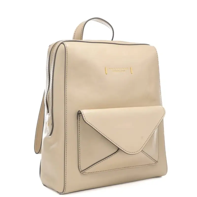 zaino cartella da donna con tasca esterna con patta burro miniatura 2