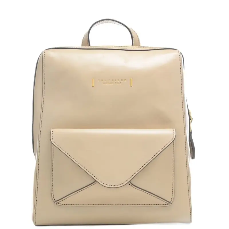 zaino cartella da donna con tasca esterna con patta burro