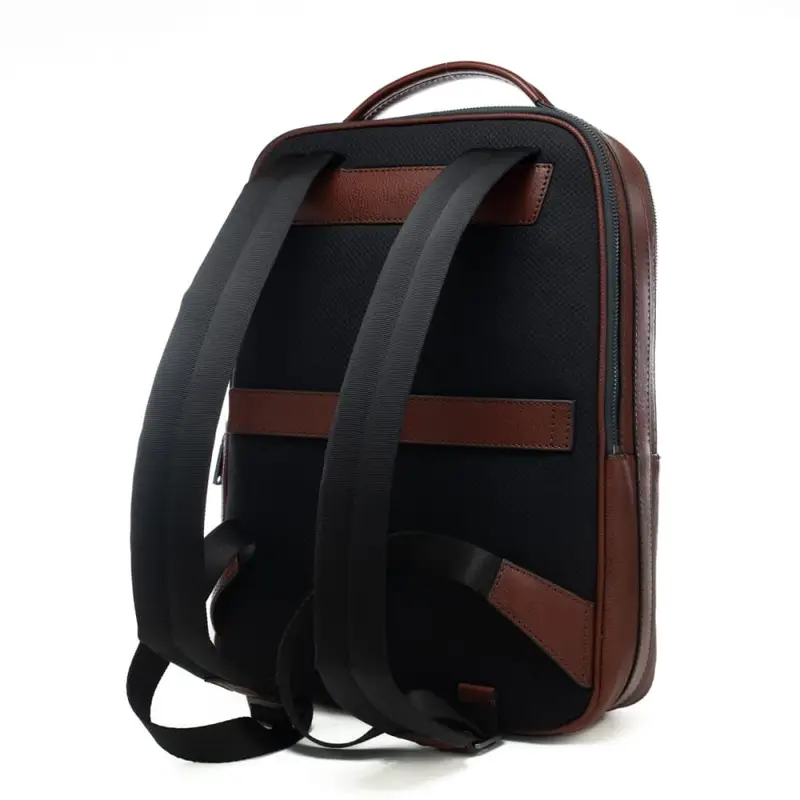 zaino da uomo in vera pelle martellata con doppia tasca frontale cuoio miniatura 3