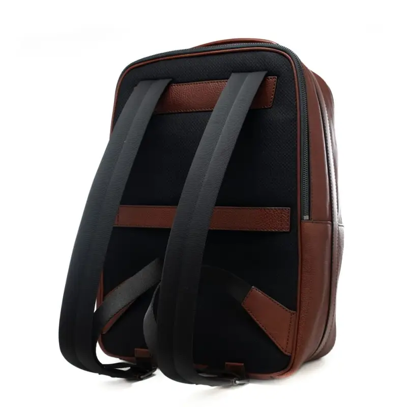 zaino grande da uomo in vera pelle martellata con doppia tasca frontale cuoio miniatura 3