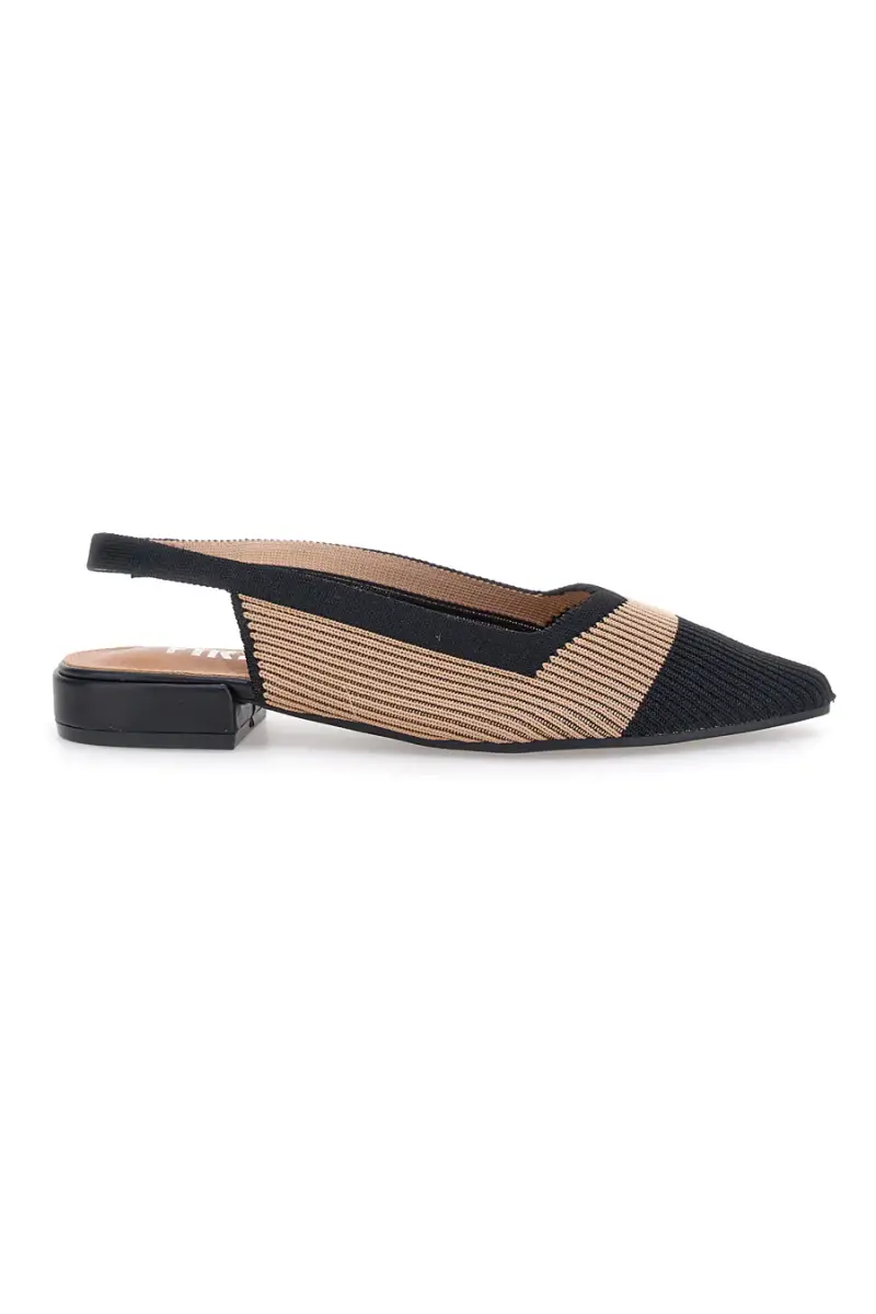 Ballerine beige e nere in tessuto con soletta morbida The First PRESZ11 [NERO