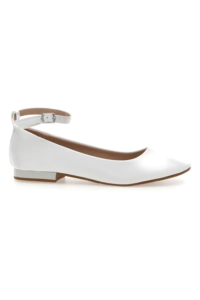 Ballerine bianche vernice con cinturino alla caviglia The First IDE1075 da Donna [BIANCO]