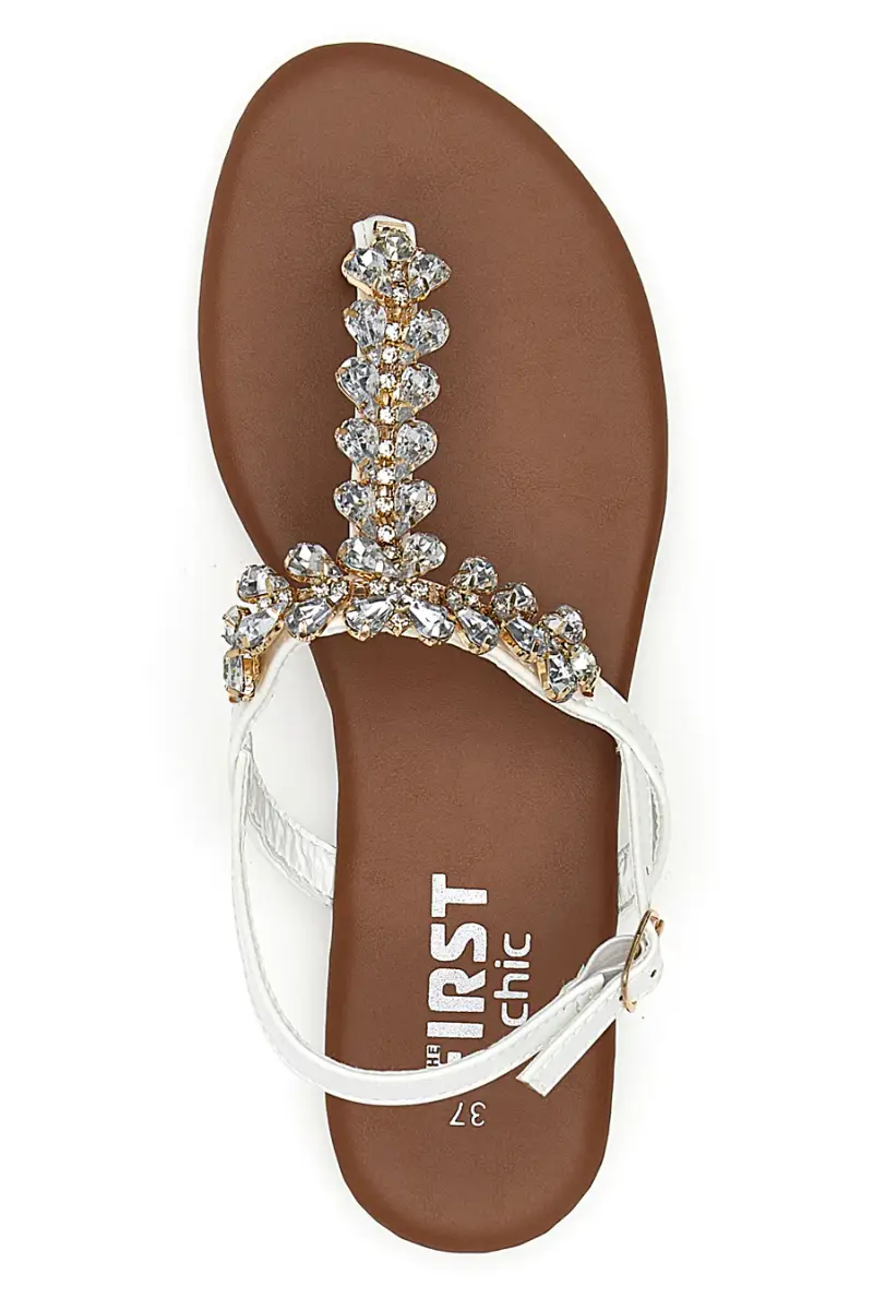 Sandali Bianchi con Strass The First Chic PRE3008 [BIANCO] miniatura 3