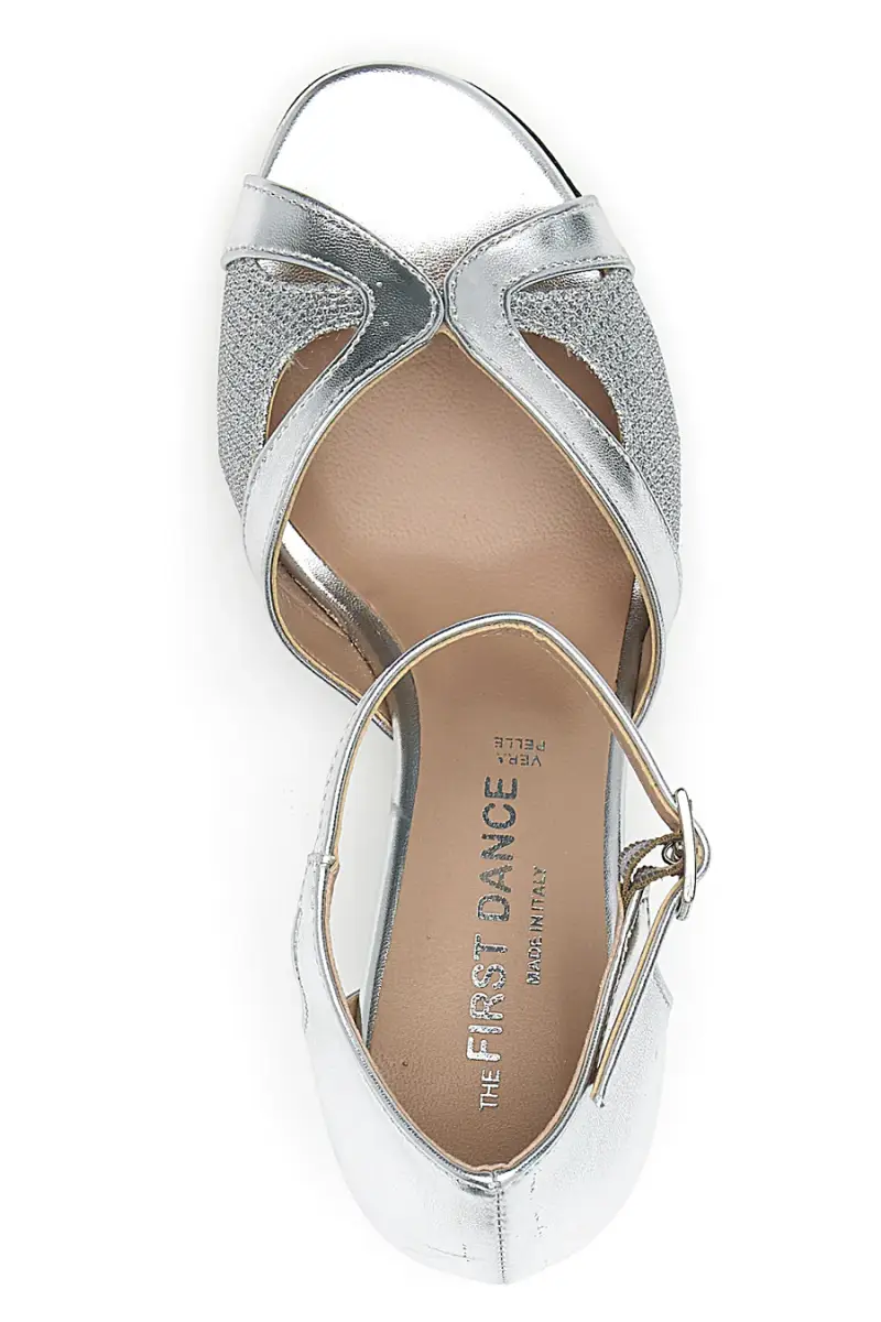 Scarpe da ballo argento con glitter e cinturino The First Dance 6558 [ARGENTO] miniatura 3