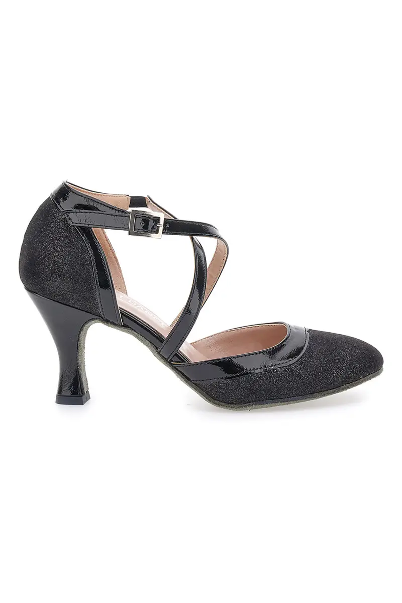 Scarpe da ballo nere con cinturini incrociati e suola in vera pelle The First Dance 6331 [NERO]