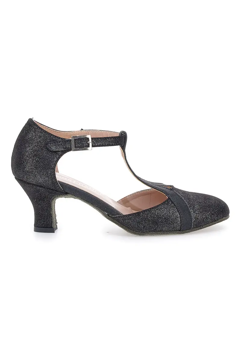 Scarpe da ballo nere con cinturino a T e suola in vera pelle The First Dance 6554 [NERO]