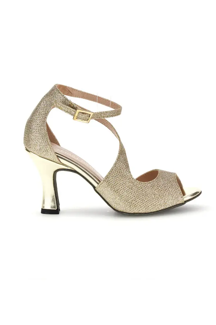 Scarpe da ballo platino con cinturino e glitter The first dance 6514 [PLATINO]