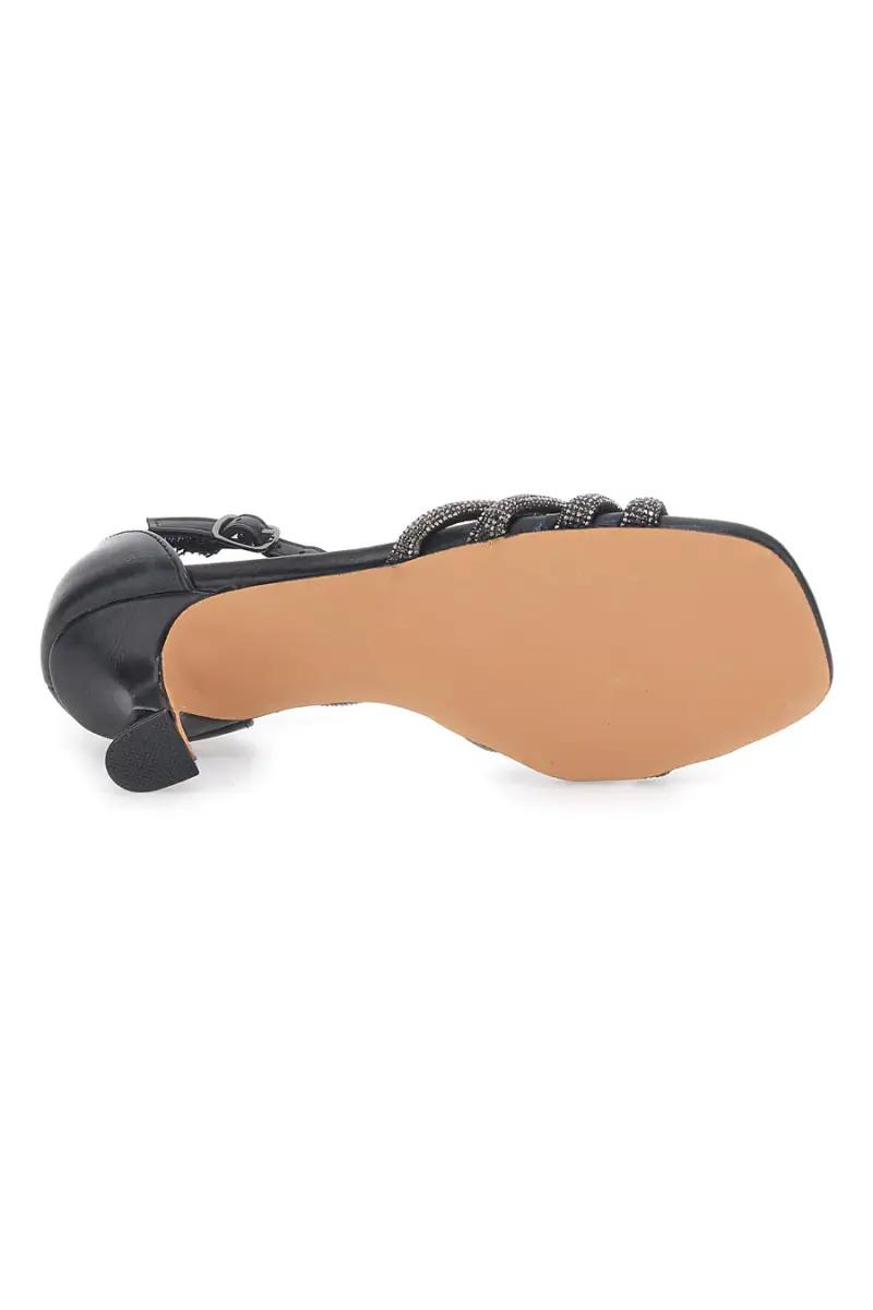 Sandali Gioiello Neri con Tacco Basso e Cinturini con Glitter THE FIRST 612 [NERO] miniatura 5