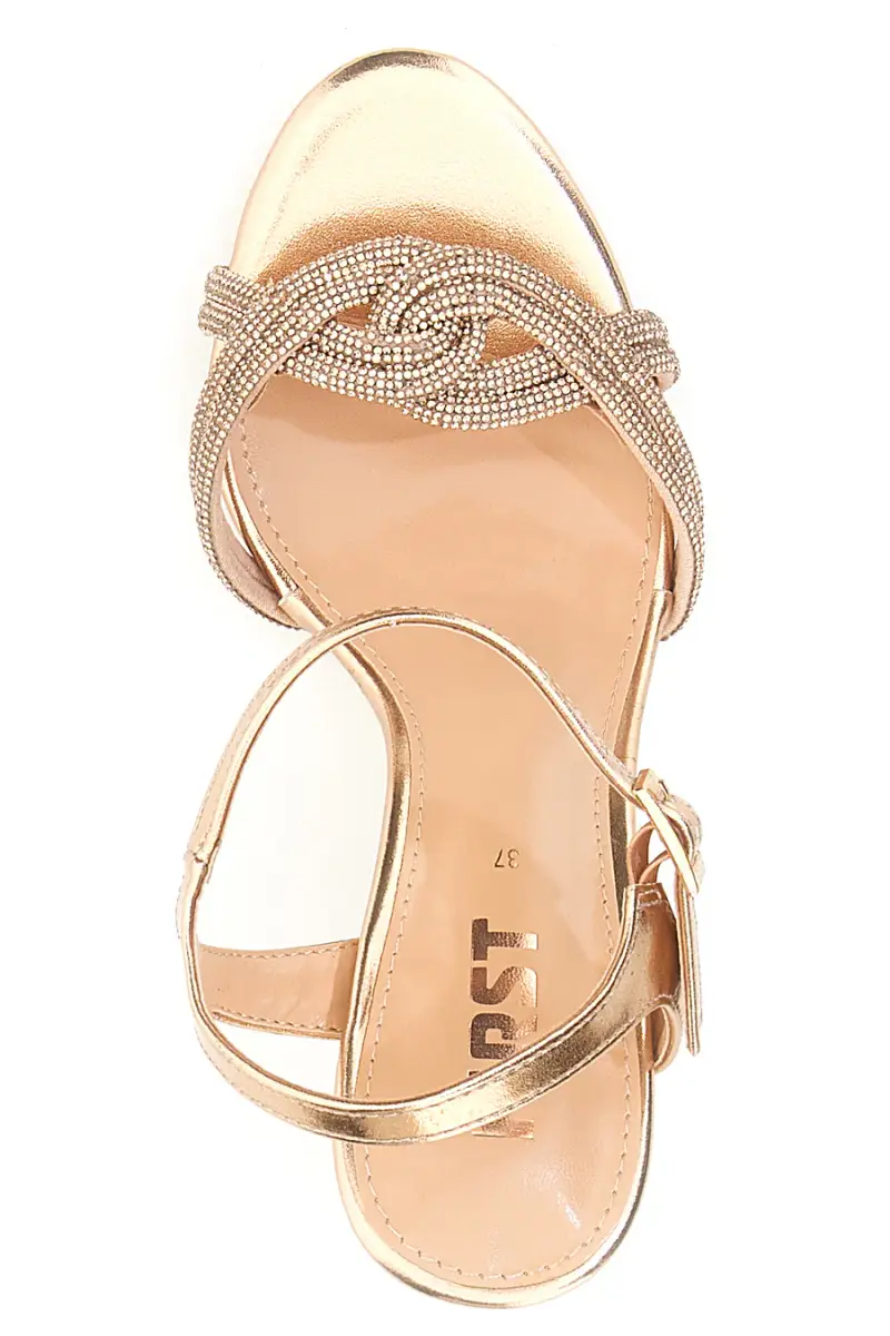 Sandali oro rosa con tacco scultoreo e fascette intrecciate THE FIRST 620 [ROSA ORO] miniatura 3