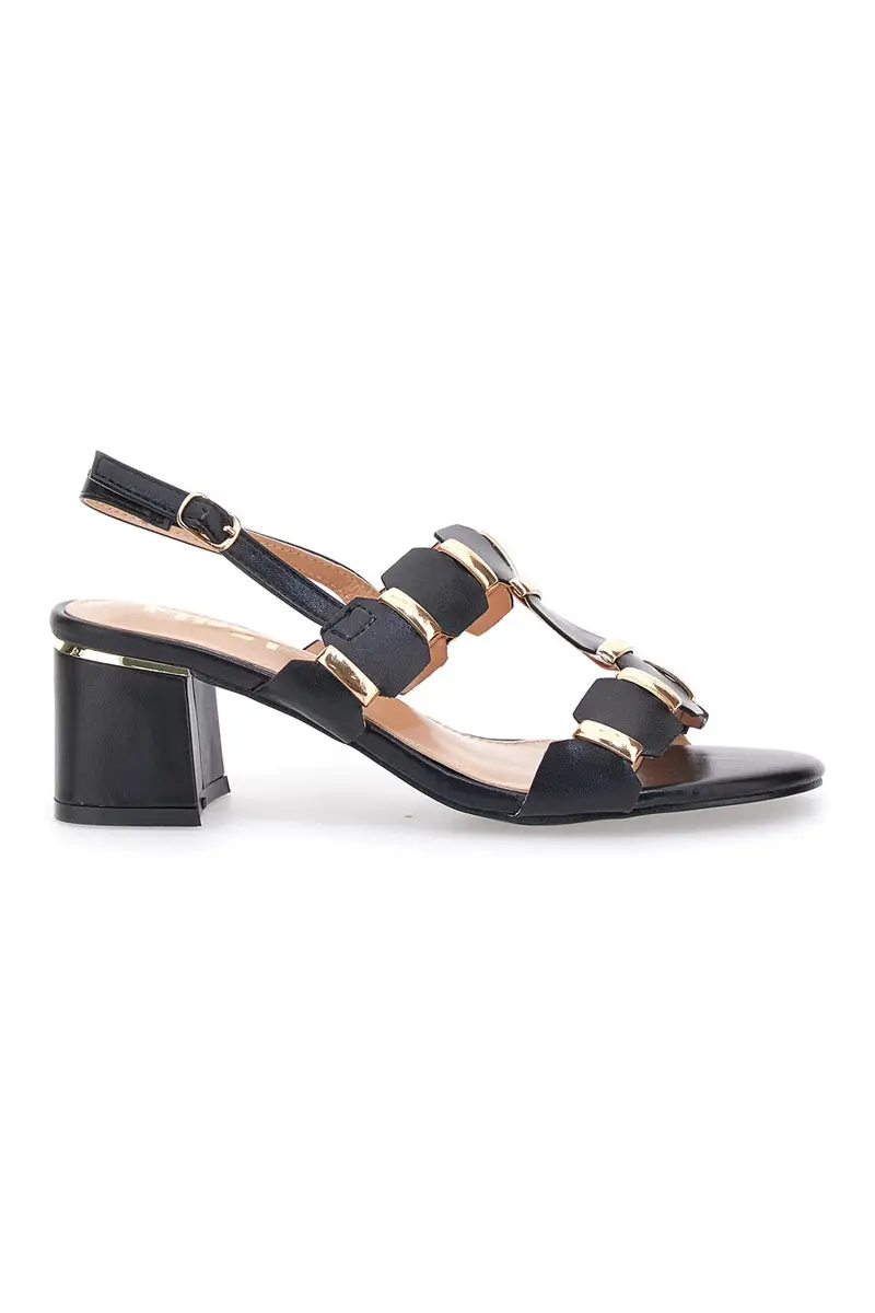 Sandali Sling-Back Neri Con Tacco The First 22162 [NERO]