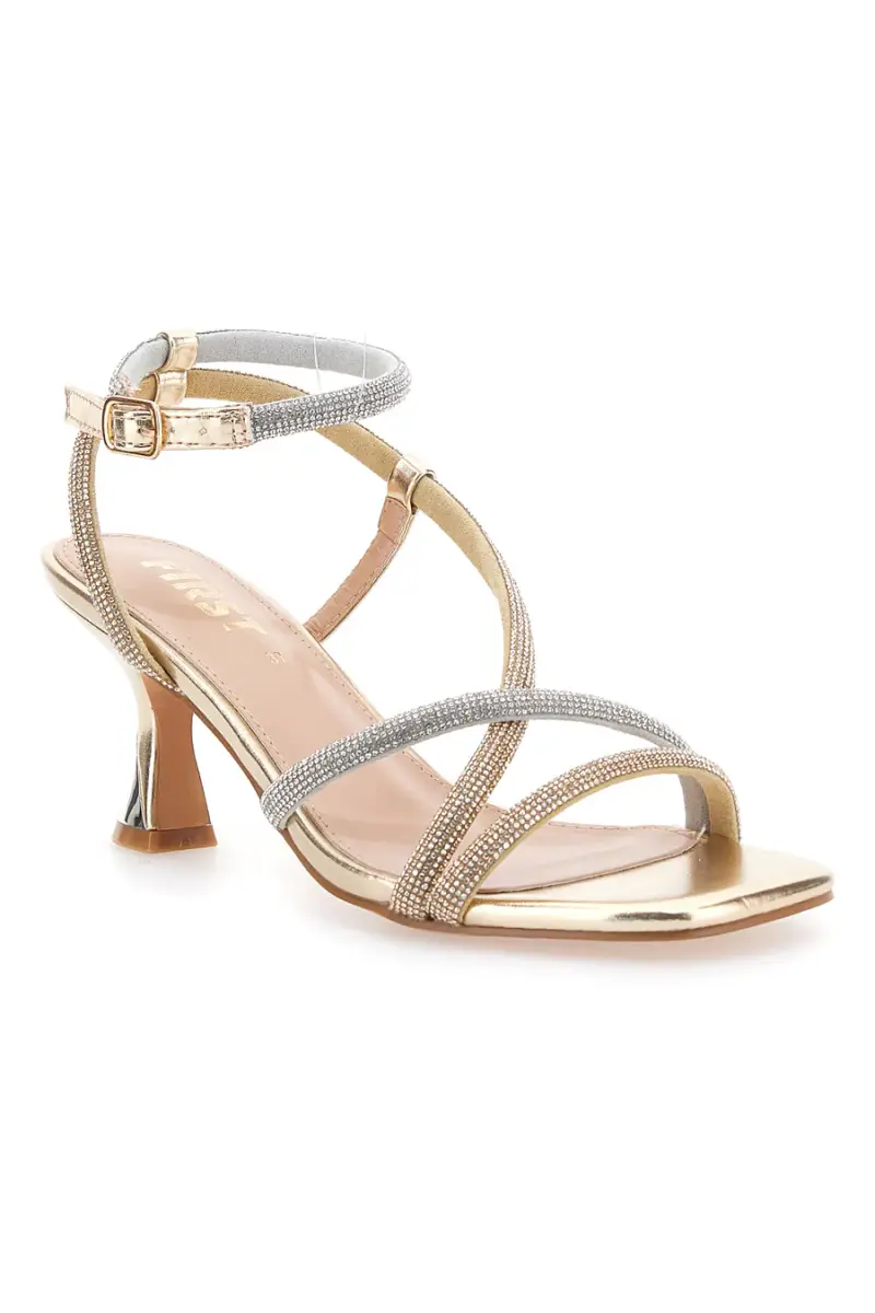 SANDALO PLATINO CON TACCO A ROCCHETTO THE FIRST 613 [PLATINO miniatura 2