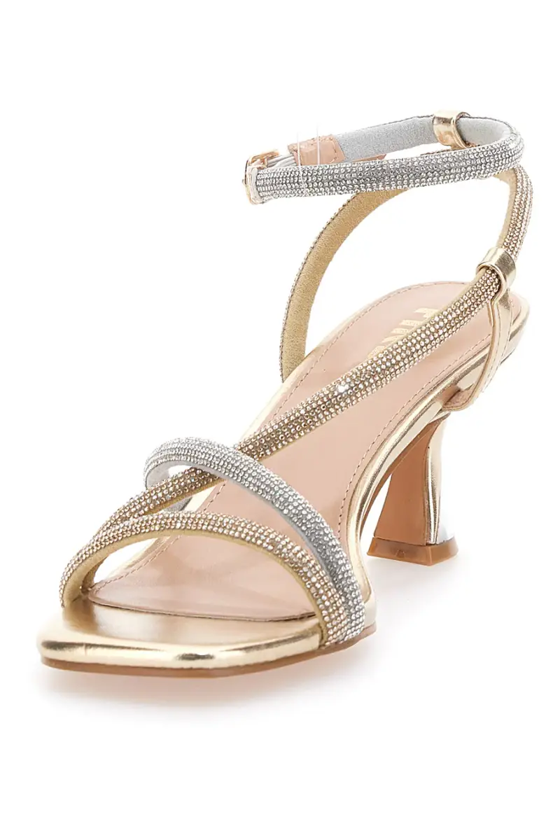 SANDALO PLATINO CON TACCO A ROCCHETTO THE FIRST 613 [PLATINO miniatura 3