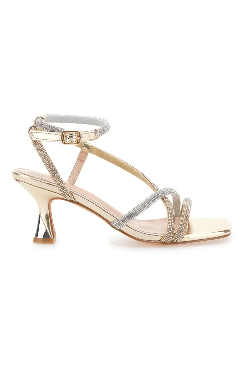 SANDALO PLATINO CON TACCO A ROCCHETTO THE FIRST 613 [PLATINO