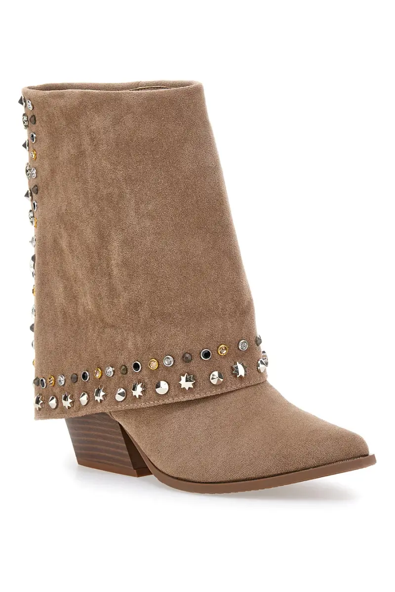 Stivaletti Beige Texani con Borchie Decorative THE FIRST 504 [KHAKI] miniatura 2