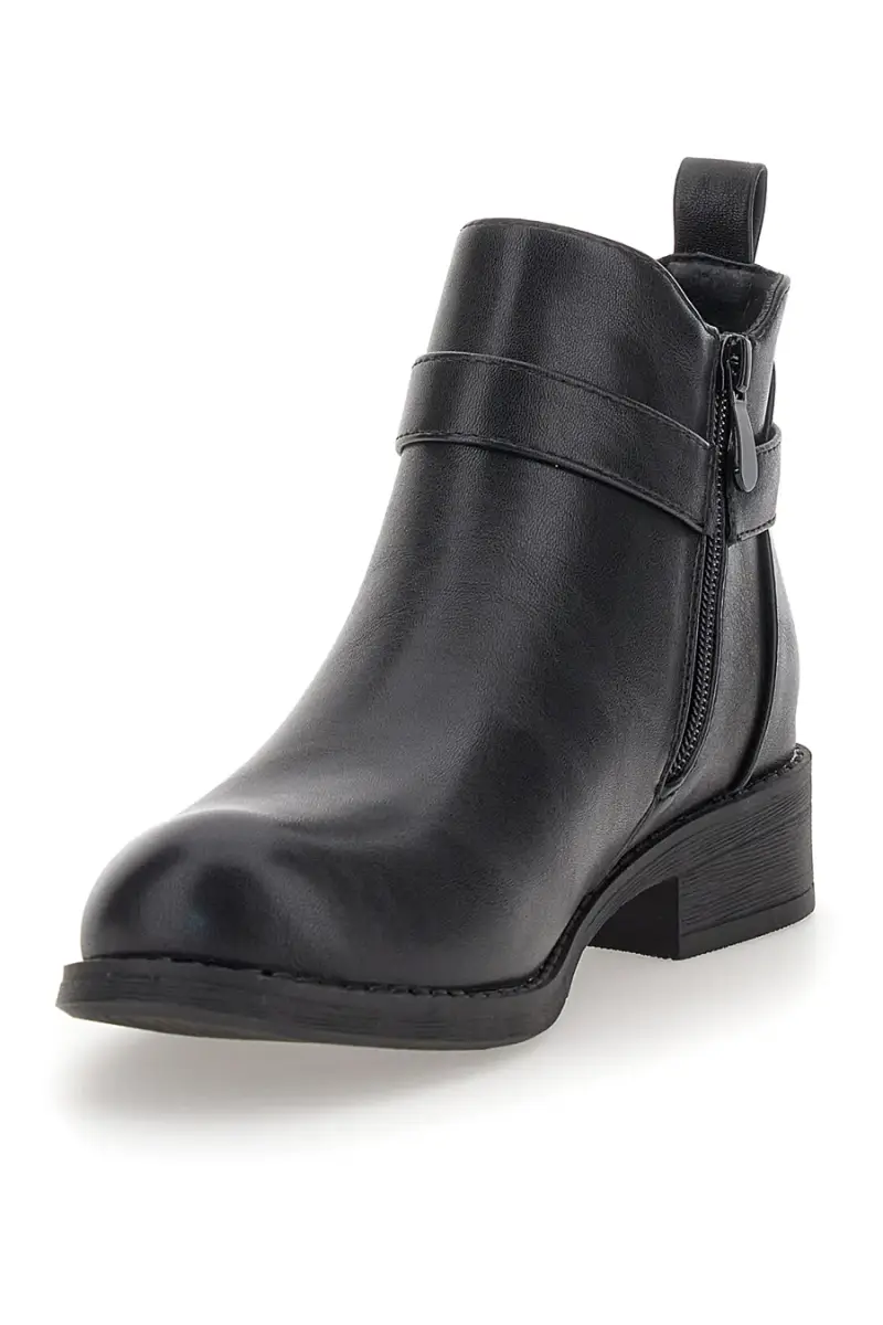 Stivaletti neri con fibbia laterale e tacco basso The First P621 [NERO] miniatura 3